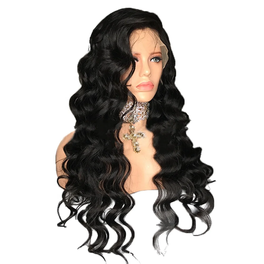 

8-26 inch Loose Wave Long Curly Hair Wigs Natural Color Half Handmade Women Front Lace Human Hair Wig