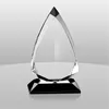Top black pointed stone crystal trophy with black base