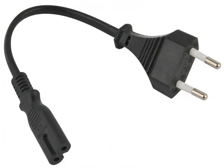 Vde 2 Pin European Eu Computer Ac Flat Iron Plug Extension Cable Iec C7