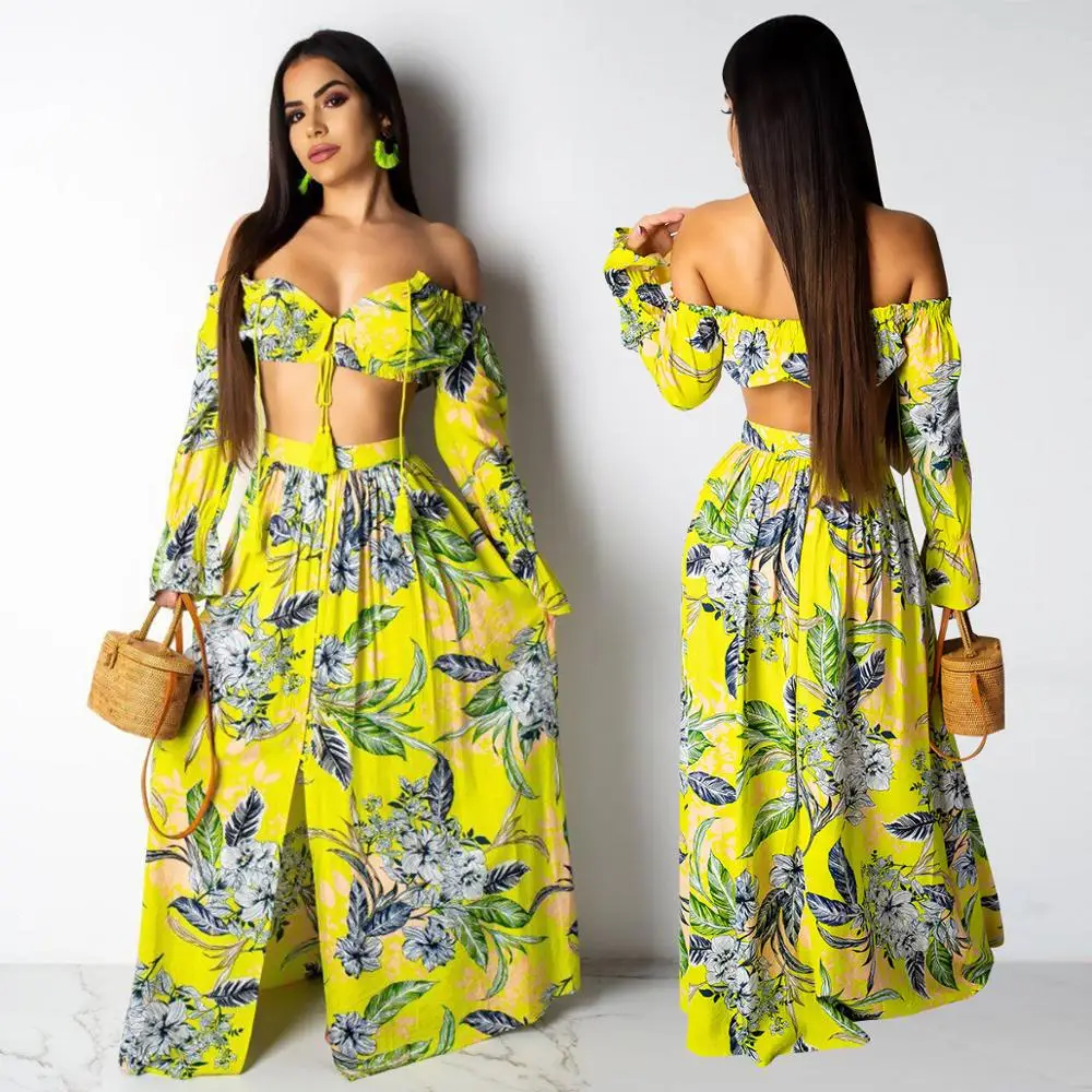 

Fashion Print Patchwork Floral Loose Two-Piece Dress, Picture