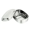 Stainless Steel Portable Lunch Box Bento 2 Compartments Kids Food Container Metal Oval Container Boxes for Snacks Storage