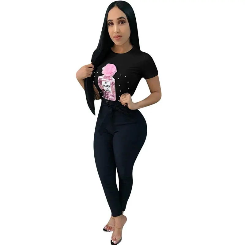 

New Fashion Chic Sequined Stereo Flower T Shirts