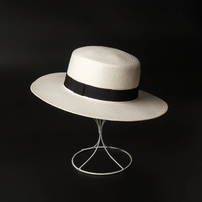 

Leisure ribbon decorative papyrus flat top hat outdoor travel sunscreen beach flat top hat