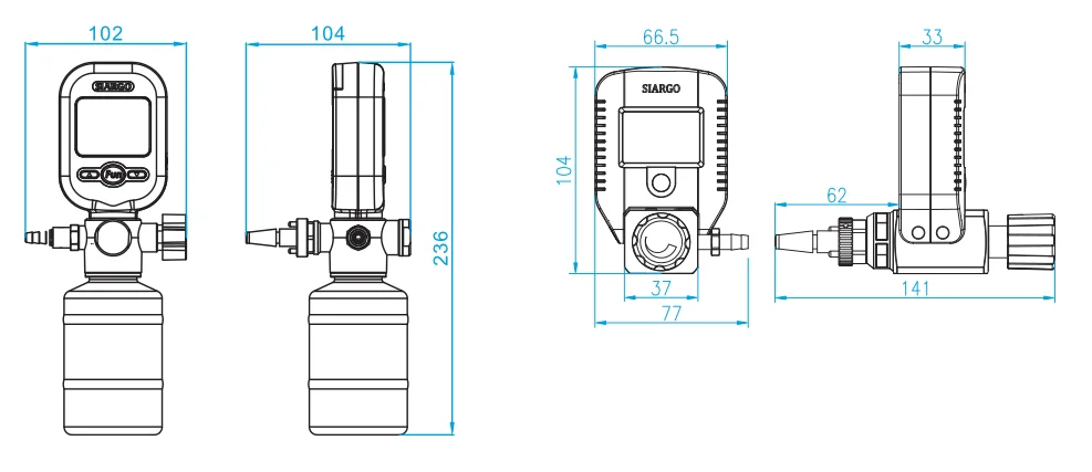 in line compressed air flow meter cfm MF5806 series oxygen flow meter