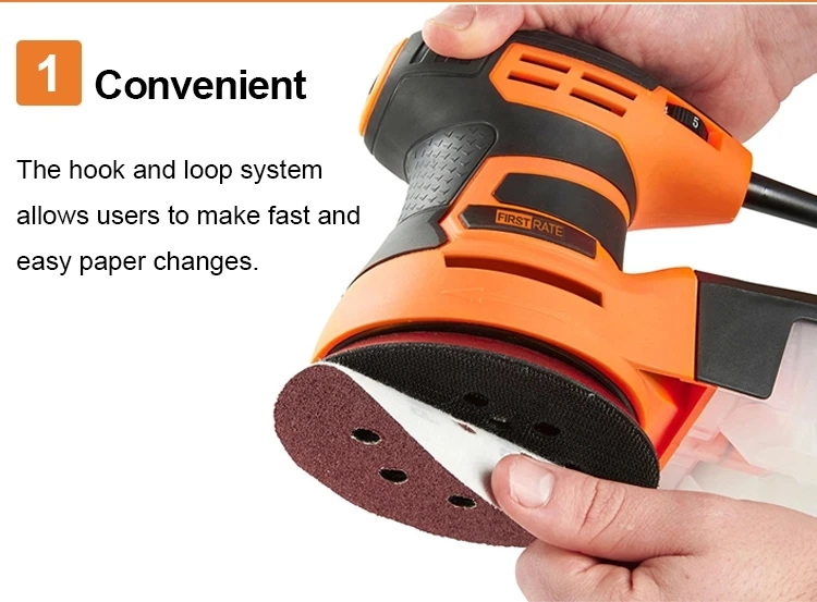 350w 125mm Construction Electric Round Sander Handheld Orbital Sander