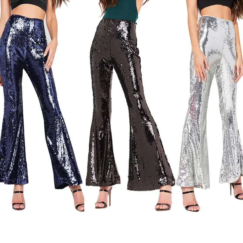 

80110-MX68 High quality african design sexy ladies 3colors mesh sequins long pants womens trendy clothing