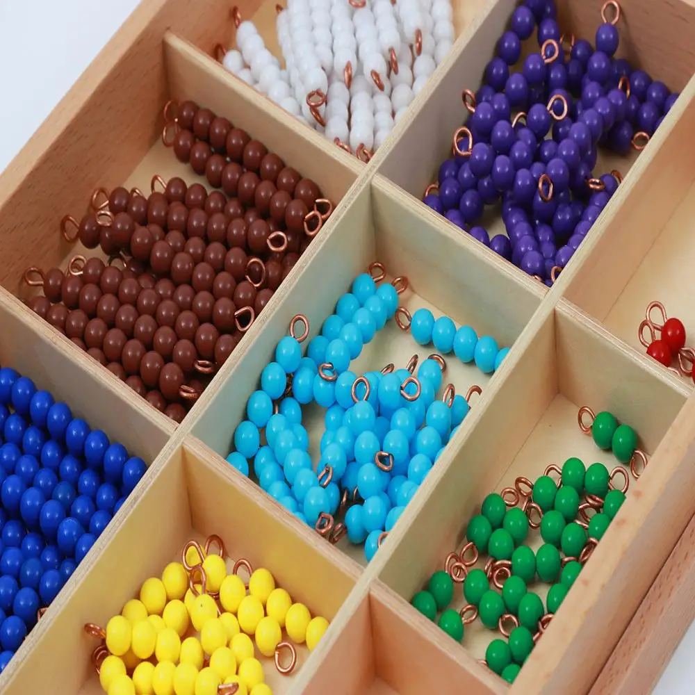 
Preschool Educational Bead Game Montessori Mathematics Materials Checker Board Beads 