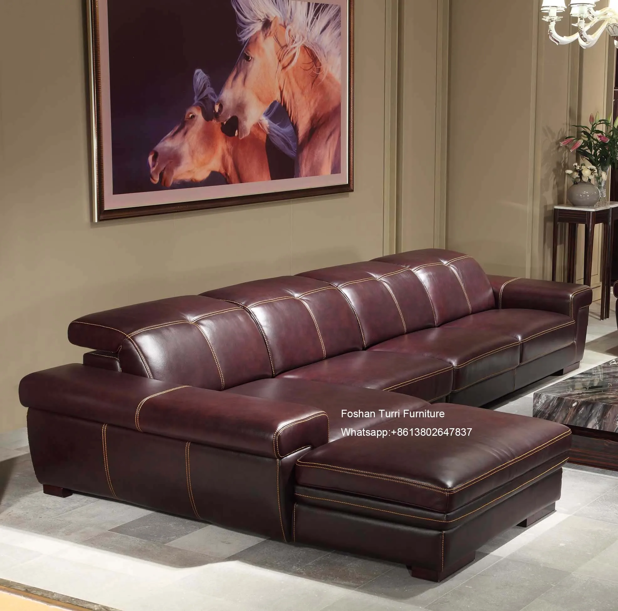 Living Room Luxury Furniture Modern L Shape Leather Sofa Set Designs
