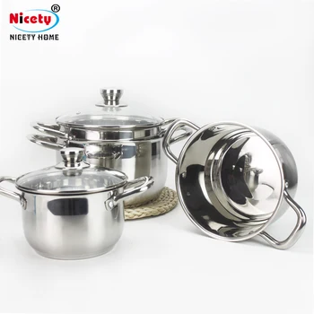Wholesale Kitchen 5ply Stainless Steel Pyrex Glass Cookware Sets