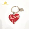 Custom Metal material and alloy metal type soft enamel silver heart souvenir key chain