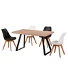 Antique wood malaysian MDF Veneer and painting metal legs dining table sets Chair Wooden Furniture