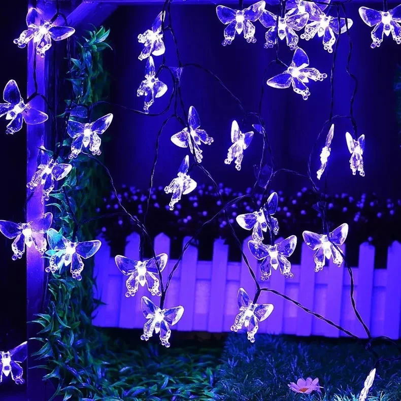 Butterfly Solar Light String Outdoor Waterproof LED Lantern Villa Garden Balcony Decoration Courtyard Landscape Lawn Lights