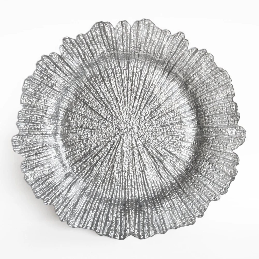 

Free sample available Sea Sponge Charger Plate elegant charger plates, Silver