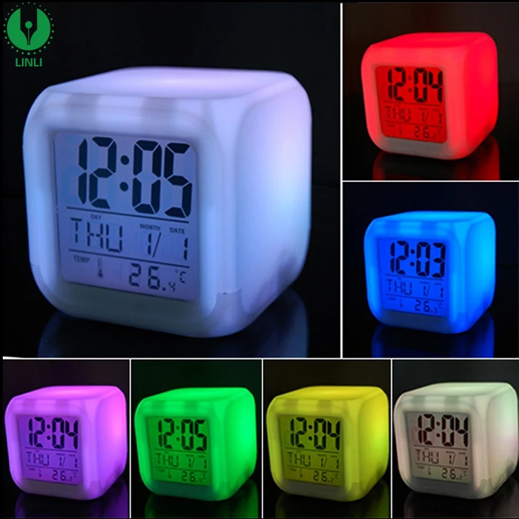 High Quality Home Custom LOGO Table 7 Led Color Change LCD Screen Glowing Led Work Digital Alarm Clock Battery Operated.jpg