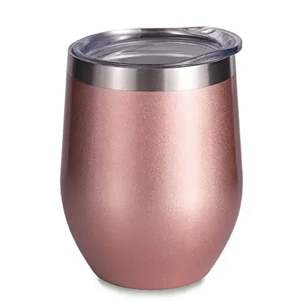 

Vacuum Insulated Wine Tumbler with Lid Rose Gold, Double Wall Stainless Steel Stemless Insulated Wine Glass