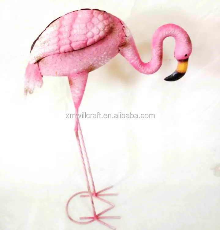 
garden decoration hand painting metal pink flamingo garden ornaments 