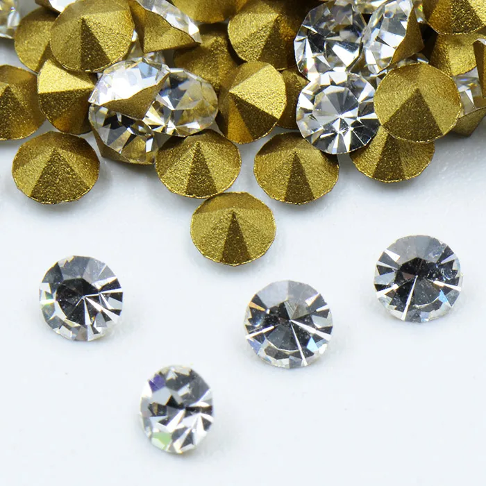 

Best quality gold foiled point back MC crystal chaton rhinestone