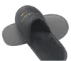 Disposable washable black hotel slippers/close toe/white cotton
