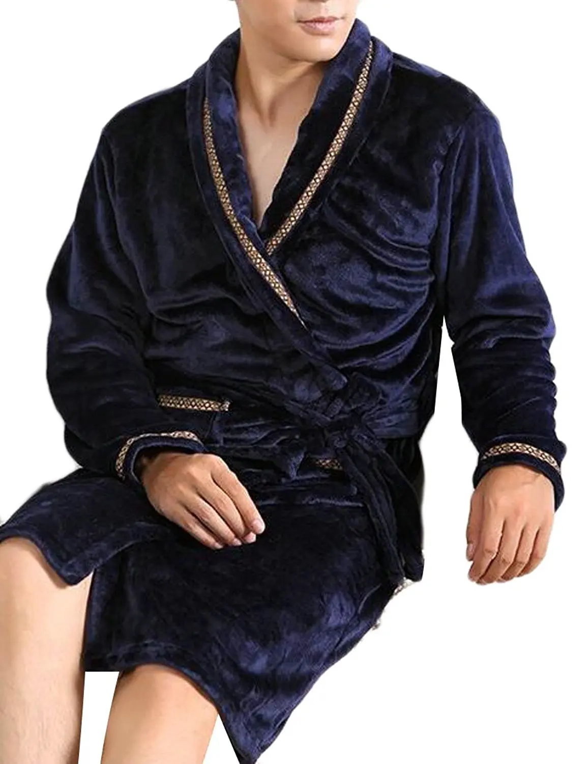 Tom Franks Supersoft Coral Fleece Check Dressing Gown