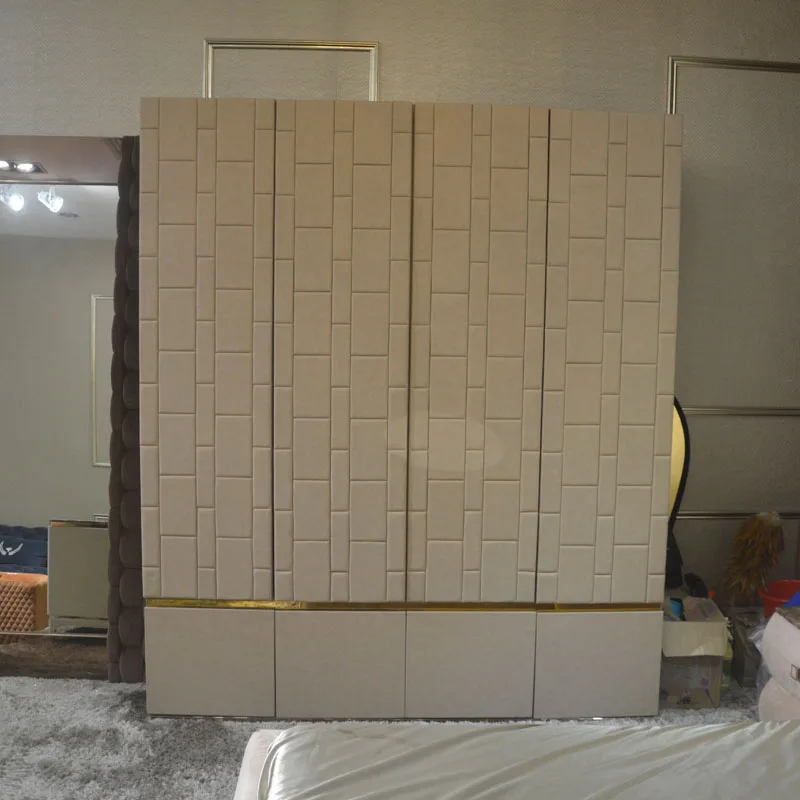 International designer bedroom furniture design luxury shiny stainless steel wardrobe