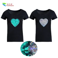 

YIZHIQIU women cotton custom reversible sequin t shirt