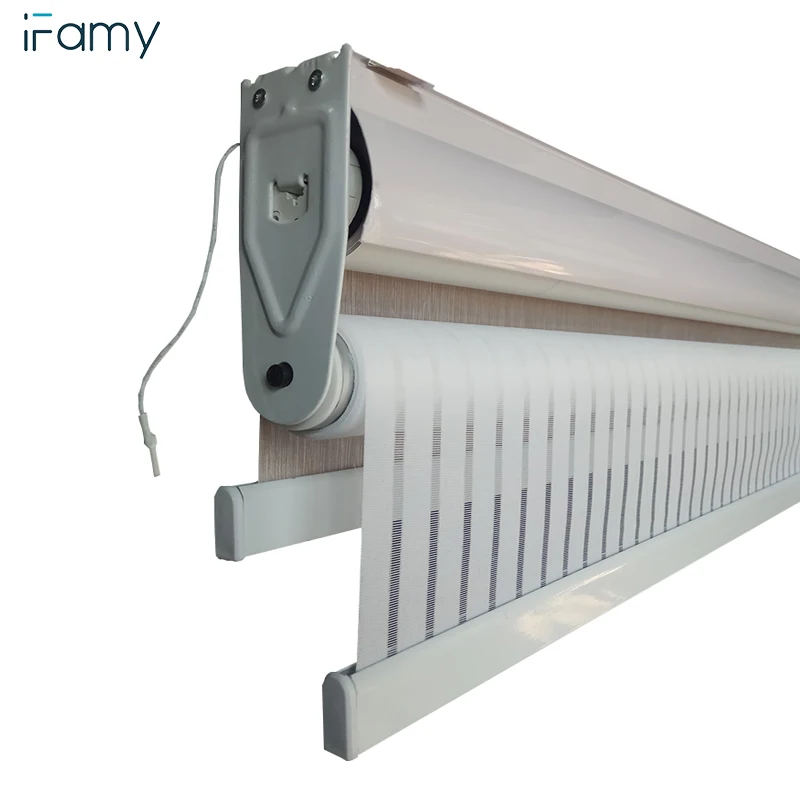 

Manufacturer custom manual motorized double roller blinds dual layer blackout electric roller shade, Customized