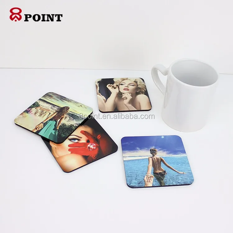 

90mm Promotion household supplies square wood coasters custom series cup mats free shipping wooden cup coasters custom design, Gloss white or matt white