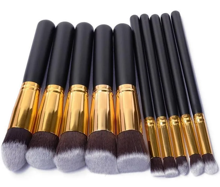 

High Quality Foundation Makeup Brush 10 Piece Makeup Brush Set, As picture