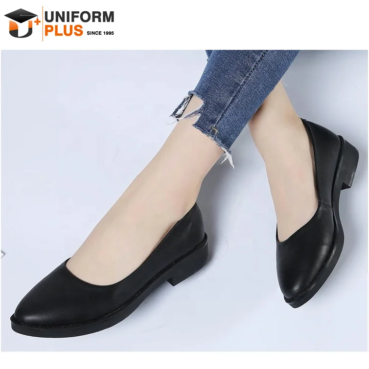 Stewardess Hotel School Flat Genuine Leather Uniform Shoes Buy School
