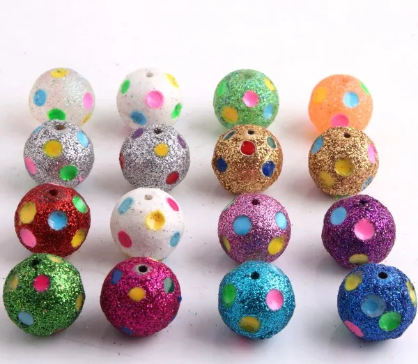 

Mix Multi Color Acrylic Glitter Polka Dot 20mm Beads for Kids Chunky Necklace Jewelry 100pcs