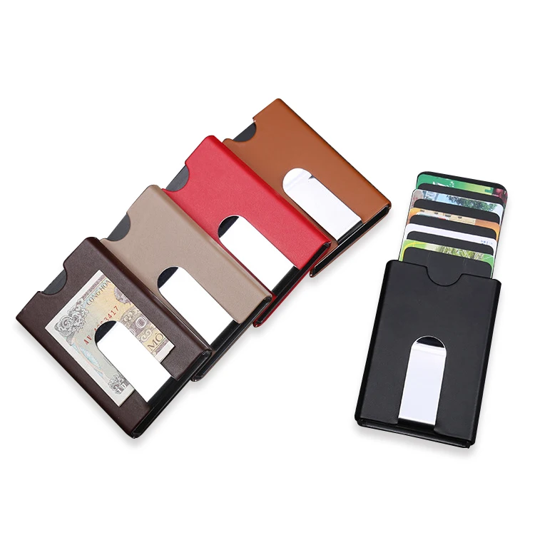 

RFID block Slim wallet credit card holder with money clip