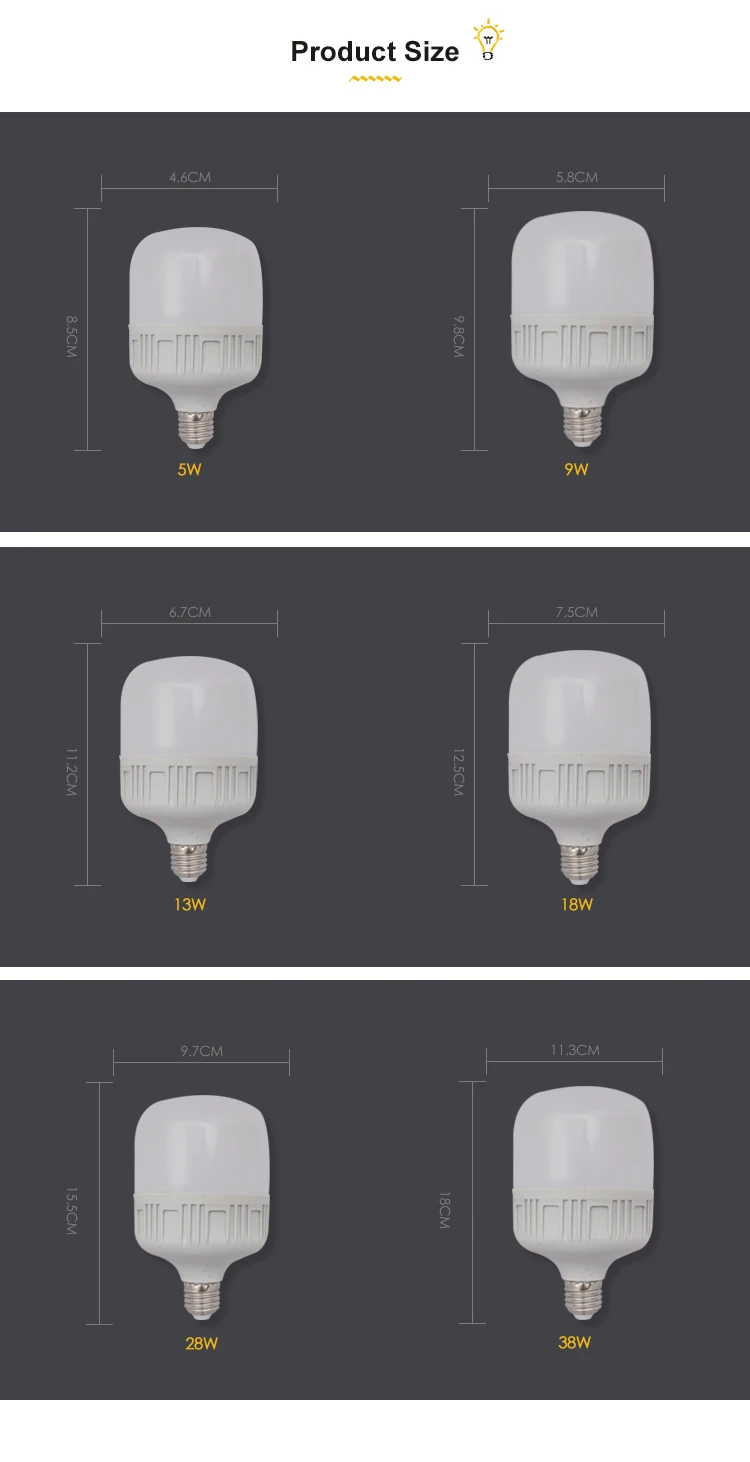 Superior quality LED high watt bulb t shape led bulb E27/B22 28W