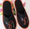 embroidered pattern super soft fabric closed toe indoor slipper for hotel