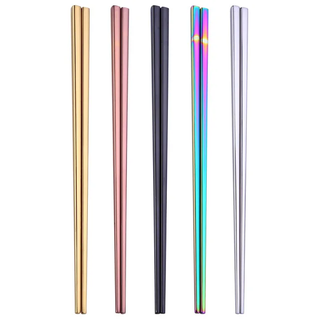 

SUS 304 customized colored rainbow silver Rose gold wedding chopsticks Stainless Steel Plated Chopsticks Custom Printed, Black;siliver gold;rosegold