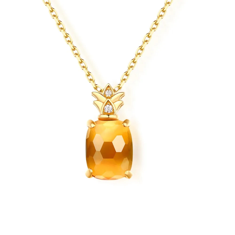 

Trendy design silver jewelry pineapple citrine gold pendant