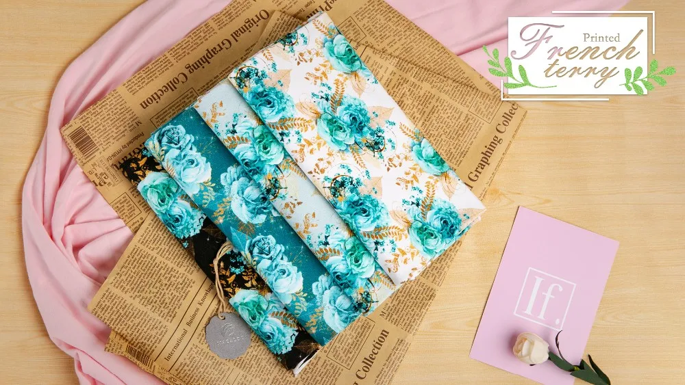 custom print cotton french terry fabric 