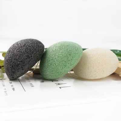 

organic konjac sponge 100% Vegetable Fabric Material and Wholesale 100% Pure Natural konjac sponge set, Green white grey