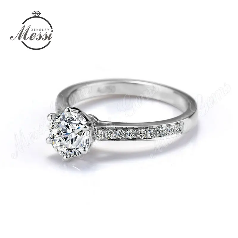 14K white gold women wedding 1carat moissanites solitaire wedding ring