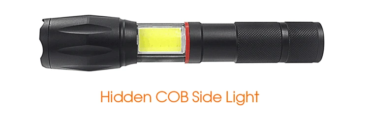 2 IN 1(XPE+COB) Rechargeable Zoomable Flashlight(250m beam). Removable 18650 Battery. AAA batteries Compatible 12
