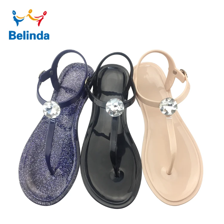 

Latest Simple Rhinestone Lady Shoes Summer Fashion Flat Women Sandals, Black/beige/blue