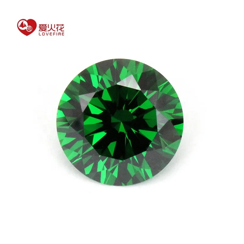 WuZhou Gems 10HS &10AS 12.0mm Green Round Shape Loose Cubic Zirconia Jewelry