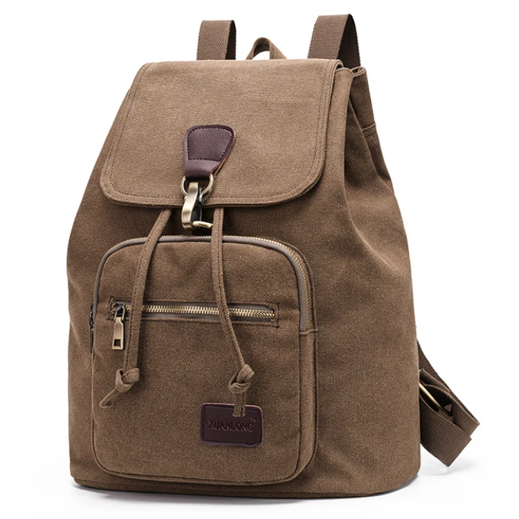 

Osgoodway2 Wholesale Leisure Durable Womens Fashion Travel Drawstring Canvas College School Backpack for Girls Cotton Unisex, Kahki,black,coffee, dark gray,army green
