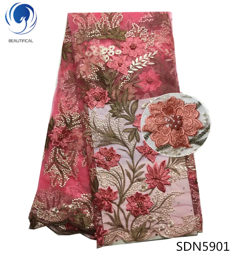 

Beautifical embroidered lace tulle fabric lace dress fabric SDN59, Customized