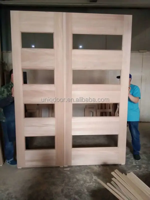 
Elegant modern front wooden doors solid wood door with sidelights 