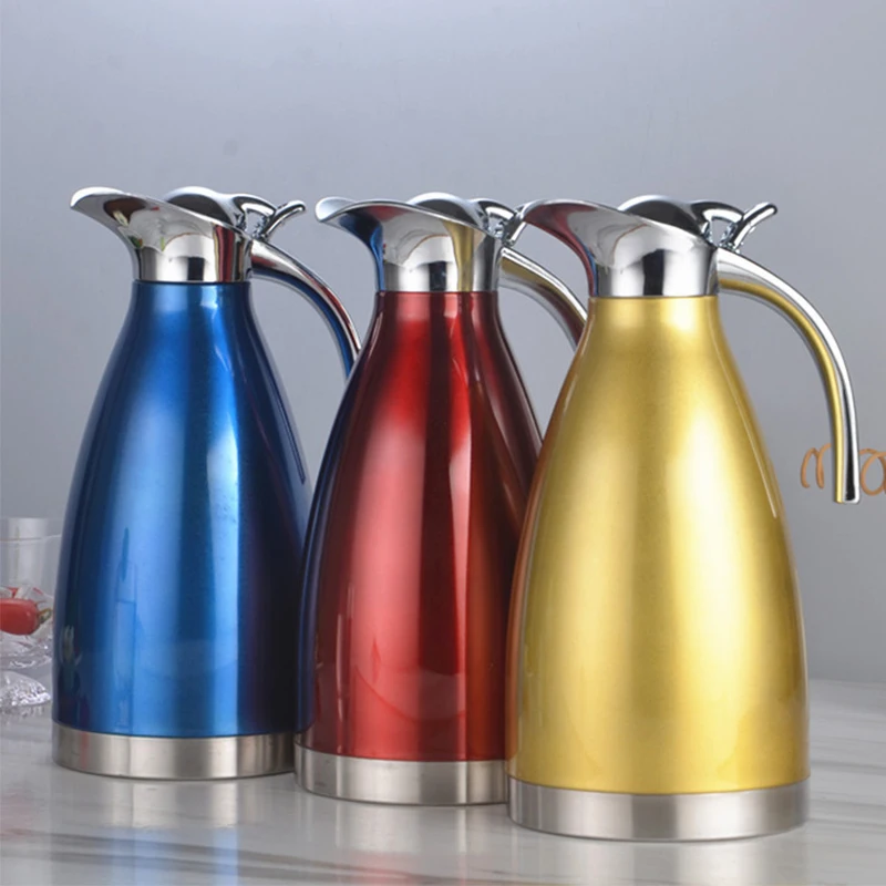 

Food grade Stainless steel Water Coffee Pot Thermos Vacuum Flask 1.5L 2L, Silver, blue, red, yellow