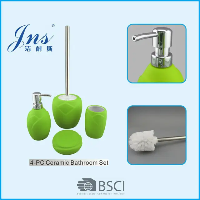 Rubber Coated Bathroom Set Lime Green Accessories Rubber Coated Bathroom Set Lime Green