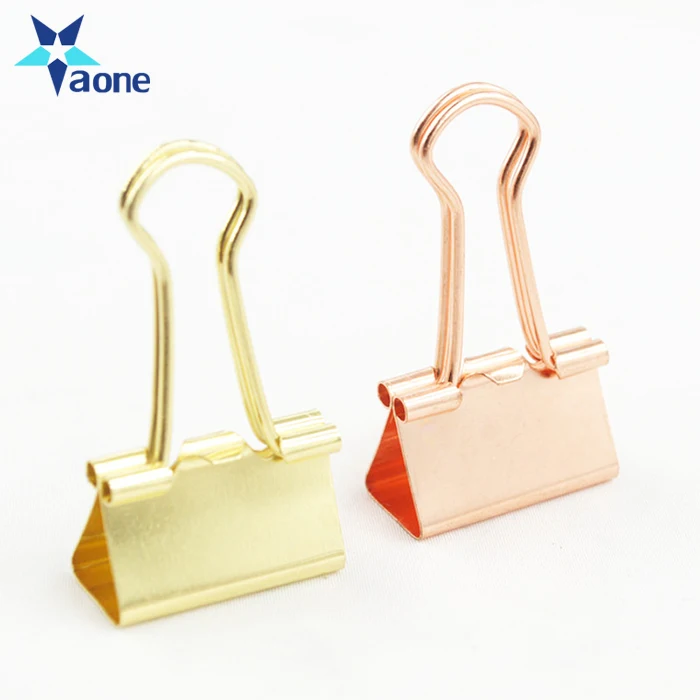 
Custom 19mm Solid Color Rose Gold Metal Notebook Binder Clips With Box Notes Letter Paper Clip Office Supplies 