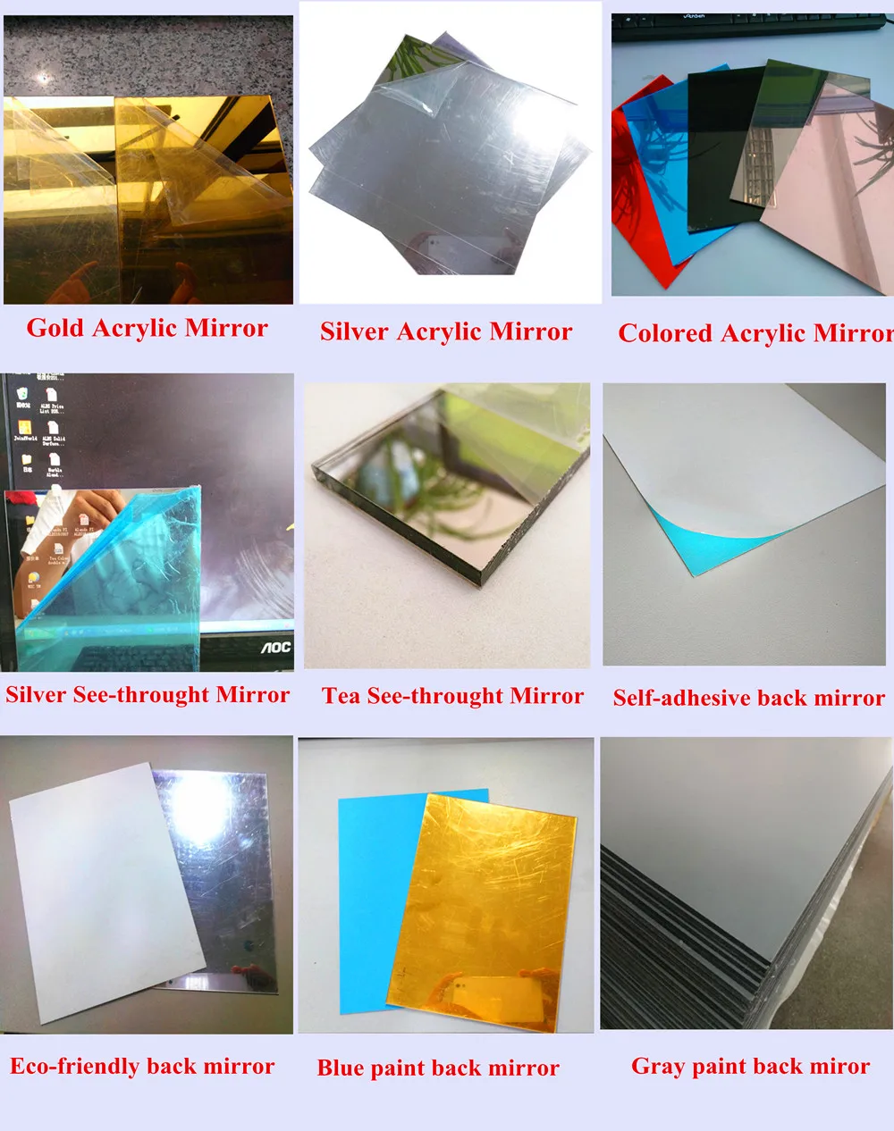 Gold color acrylic mirror sheet
