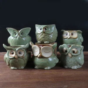 Image of Medium size indoor ceramic succulent pots Cute Owl Shape Flower Planters Set