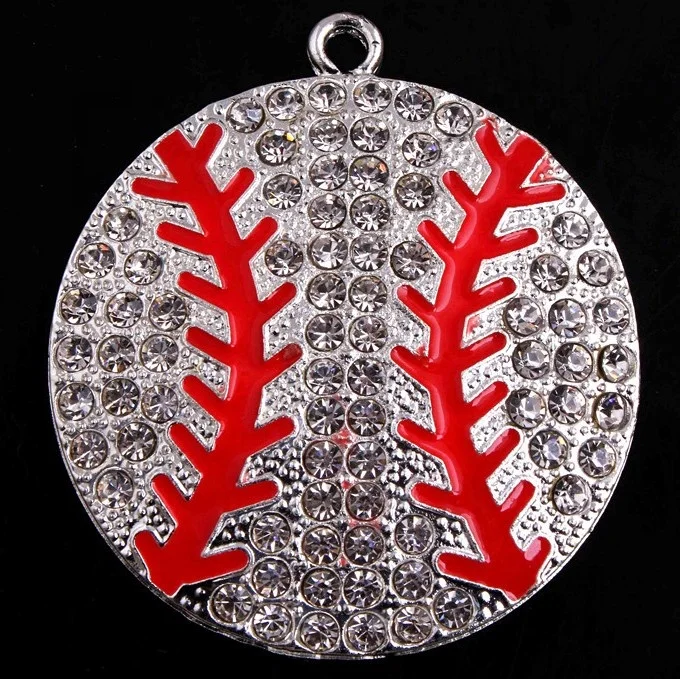 

RP-046 Sport Crystal Rhinestone Chunky Pendant Charms for Kids Necklace Bubblegum Jewelry 45MM